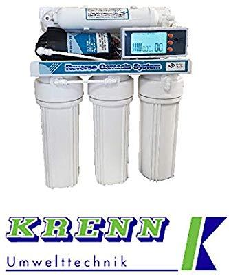 Umkehrosmose RO75 mit LCD-Display und Pumpe, 0.15-0.2 Liter/Minute Reinstwasser, Wasserfilter
